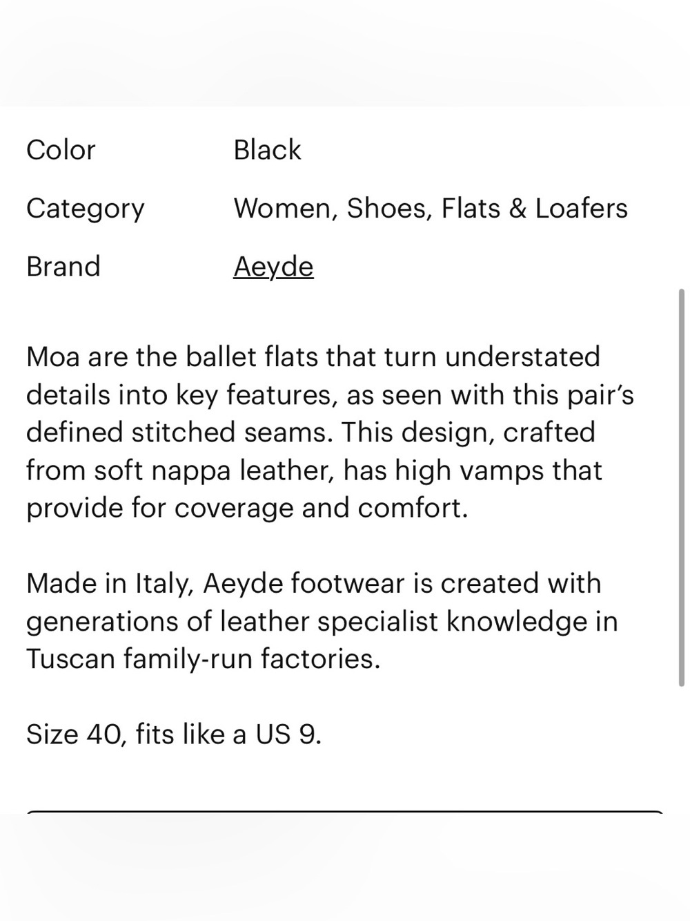 Aeyde Moa point toe flat Black Leather - Picture 10 of 12